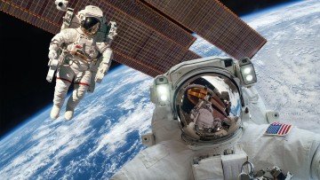 International Space Station and astronaut.