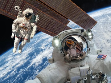 International Space Station and astronaut.