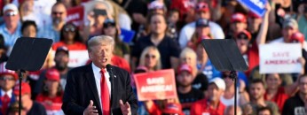 Former U.S. President Trump holds a rally in Wellington, OH
