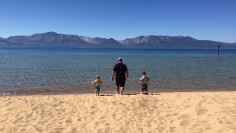Two boys and their dad. Tahoe lake.