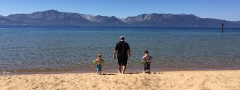 Two boys and their dad. Tahoe lake.